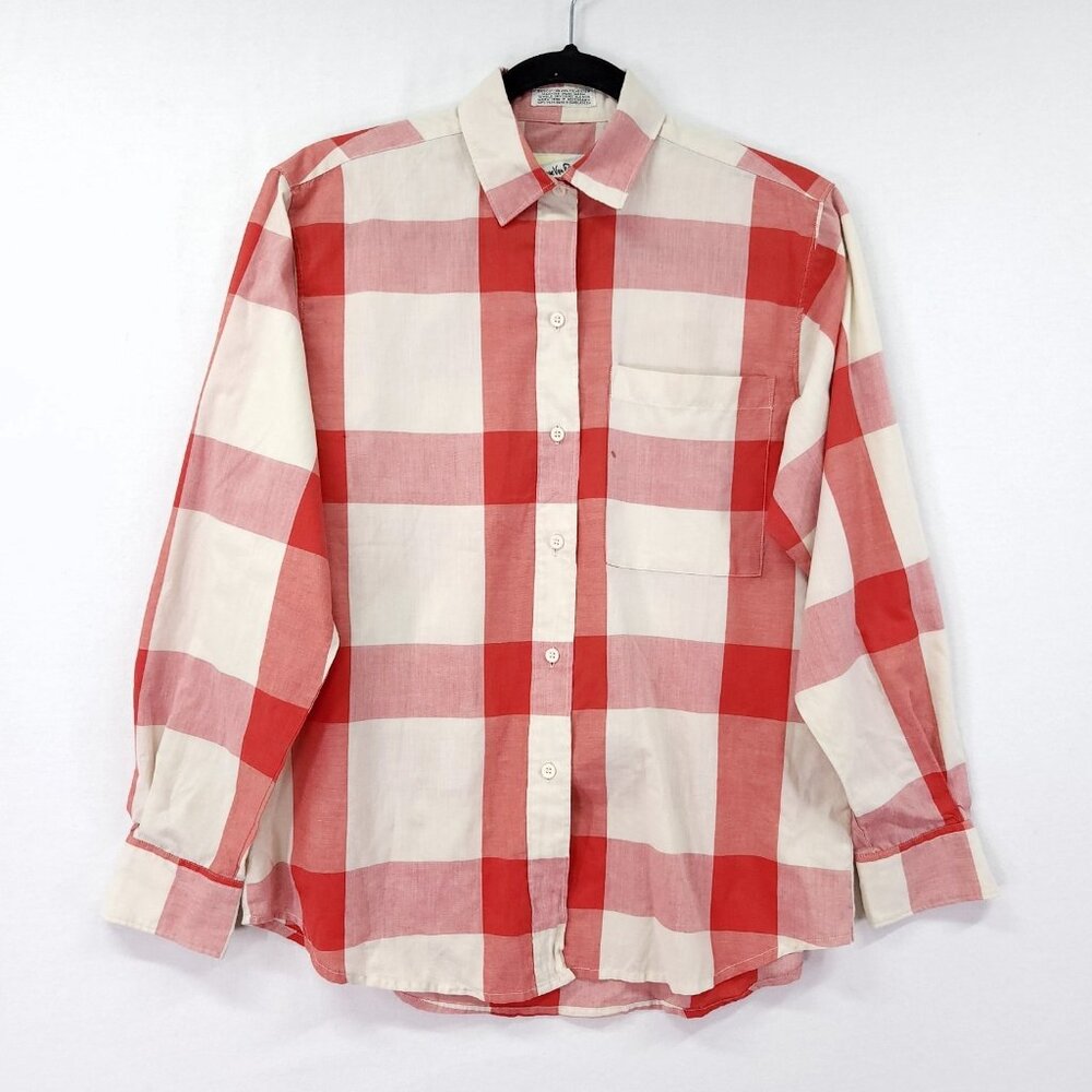 Vintage Diane Von Furstenberg Button Down Shirt Plaid Womens Size 8